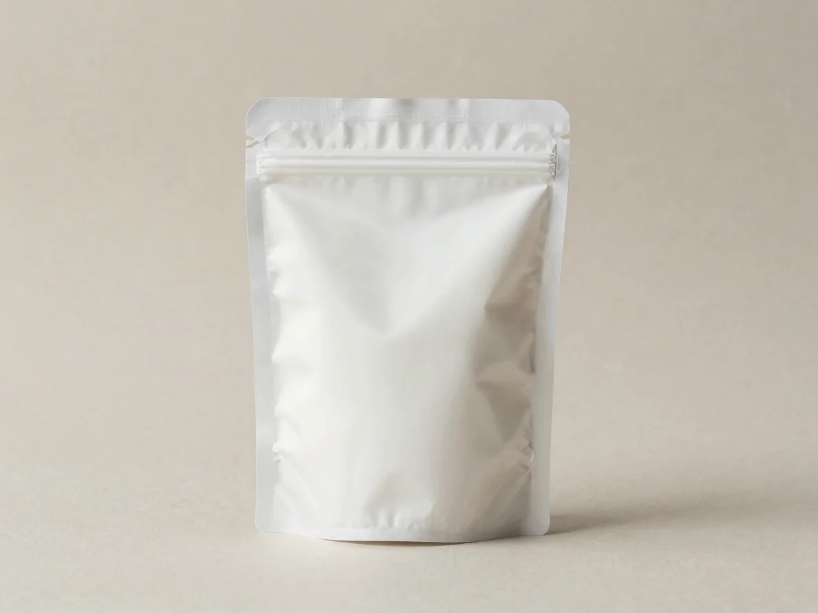 Close-up of a sealed baby product package on a simple neutral backdrop, soft even studio light, accurate color, 50mm len