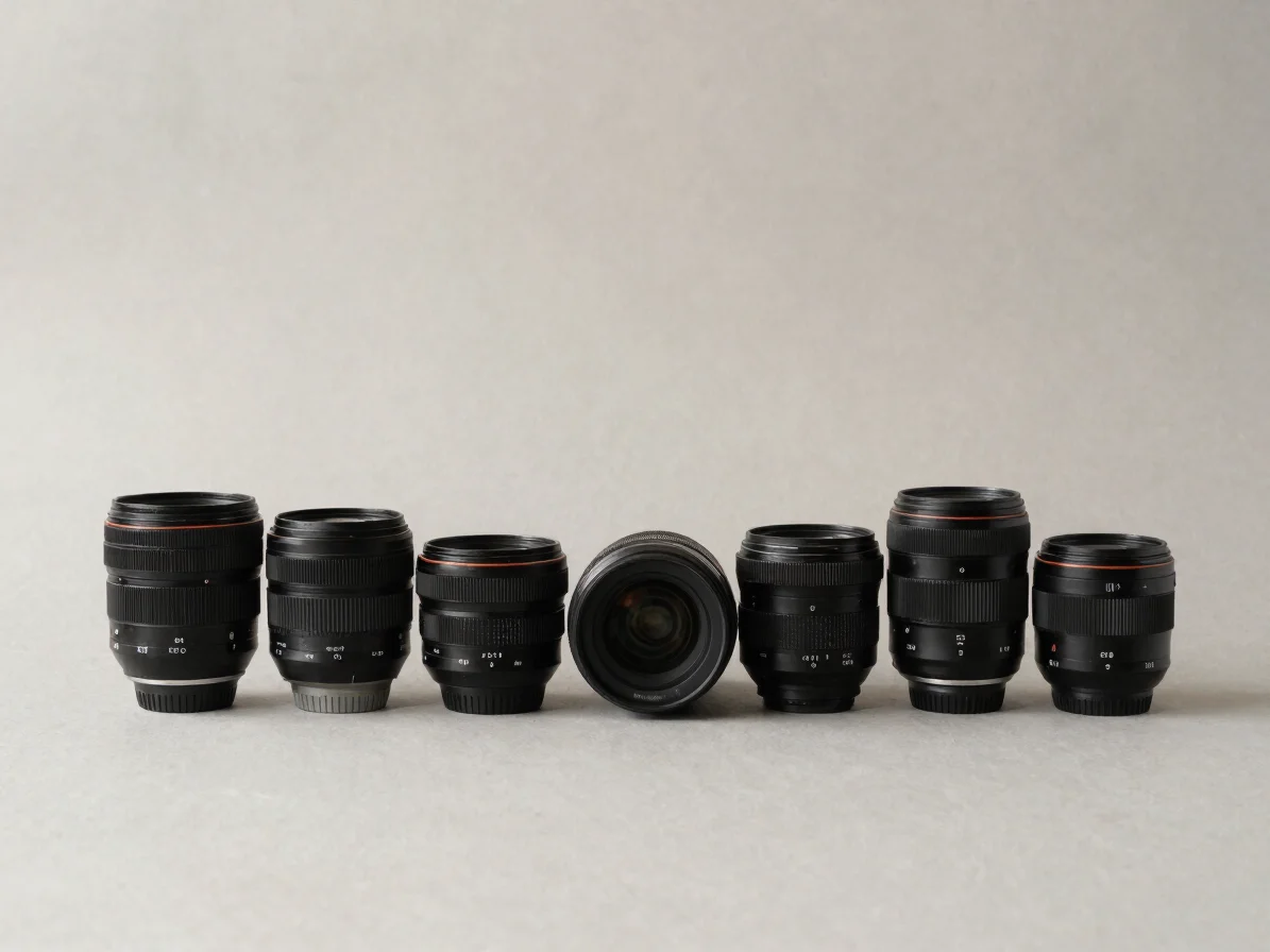 Simple grouping of office products on a neutral surface, uncluttered backdrop, soft even studio light, 50mm lens